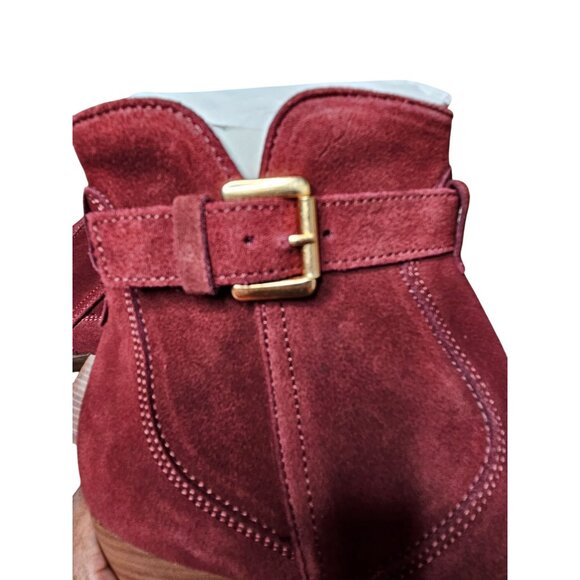2/$35- Stitch Fix Diba Sleek Suede Bootie Burgundy Size 6.5 Leather Upper - Picture 7 of 11